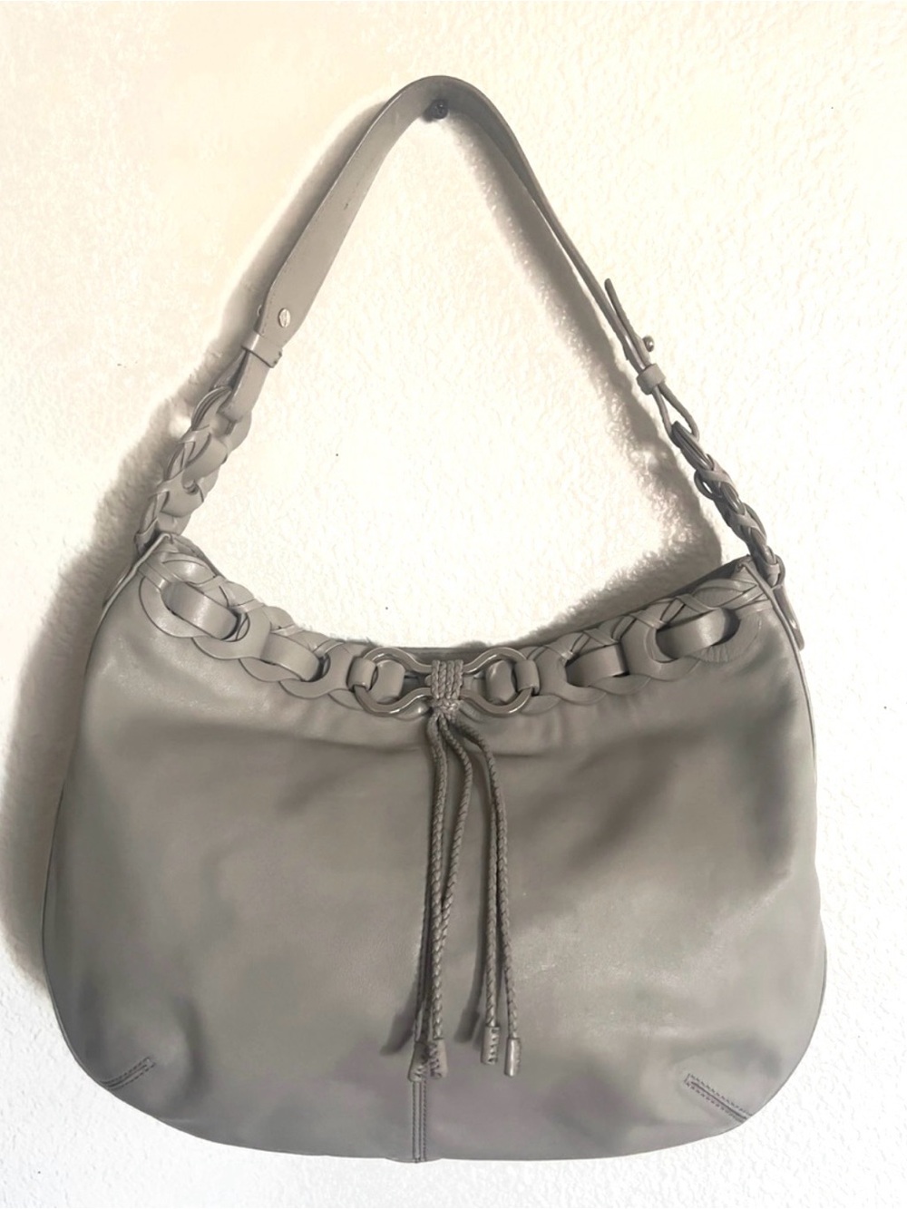 Cole Haan Gray Braided-Trim Hobo Bag - Women's Shoulder Bag